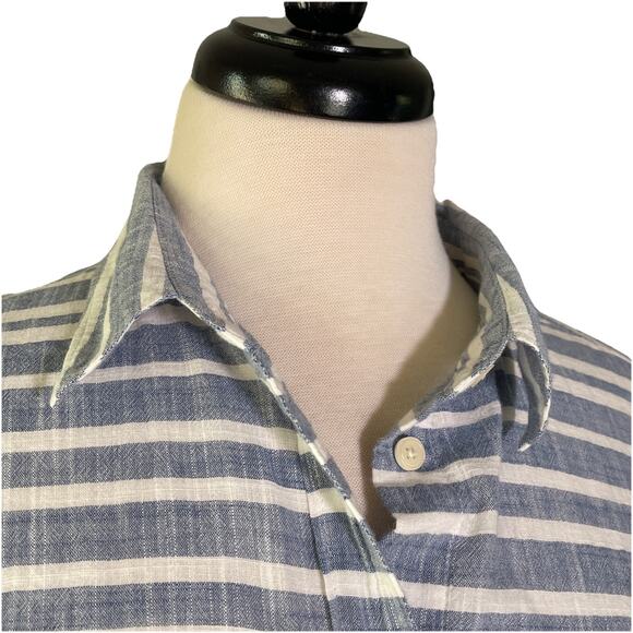J. Crew Blue & White Stripe Lightweight Long Sleeve Button Down Shirt Size M - Picture 2 of 5